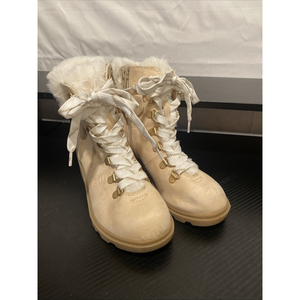 Jellypop‎ Missions 3 Girls Winter Boots Bone Size 2M Faux Fur Kids